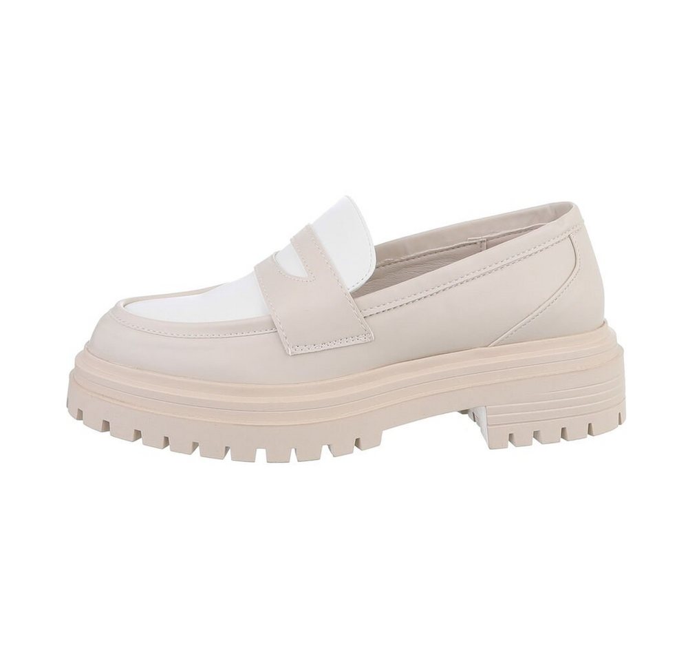 Ital-Design Damen Mokassins Freizeit Slipper Blockabsatz Mokassins in Schwarz