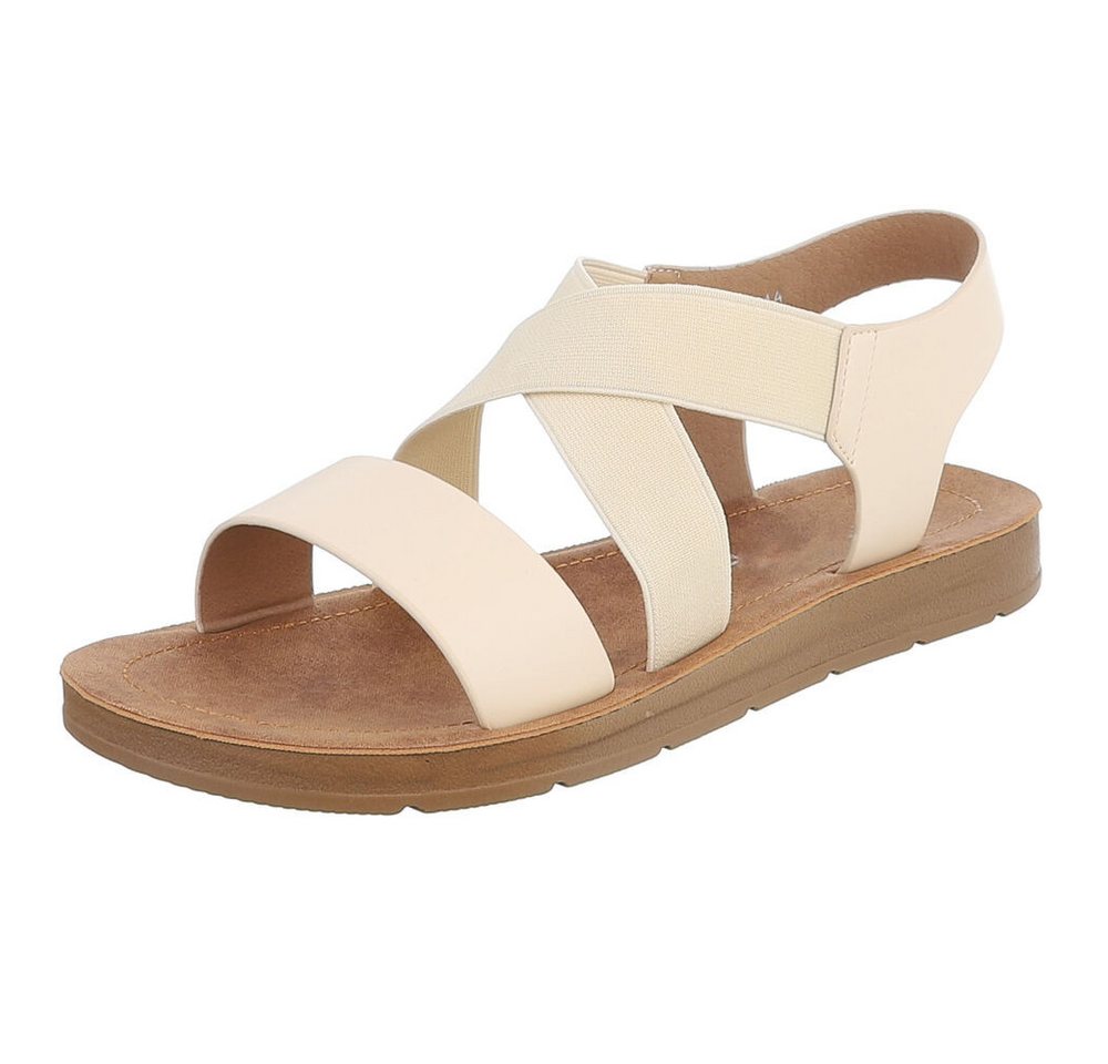 Ital-Design Damen Mokassins mit geflochtenem Detail und rutschfester Sohle Riemchensandalette (91117478) Flach Riemchensandalen in Hellgelb