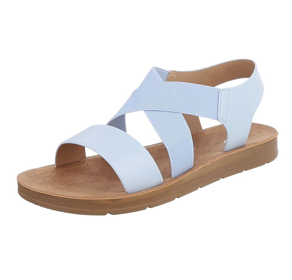 Ital-Design Damen Mokassins mit geflochtenem Detail und rutschfester Sohle Riemchensandalette (91117481) Flach Riemchensandalen in Hellblau