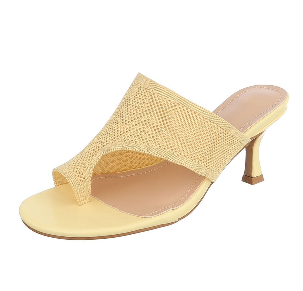 Ital-Design Damen Mule mit Absatz und offenem Design Zehentrenner (91895904) Pfennig-/Stilettoabsatz Sandalen & Sandaletten in Gelb