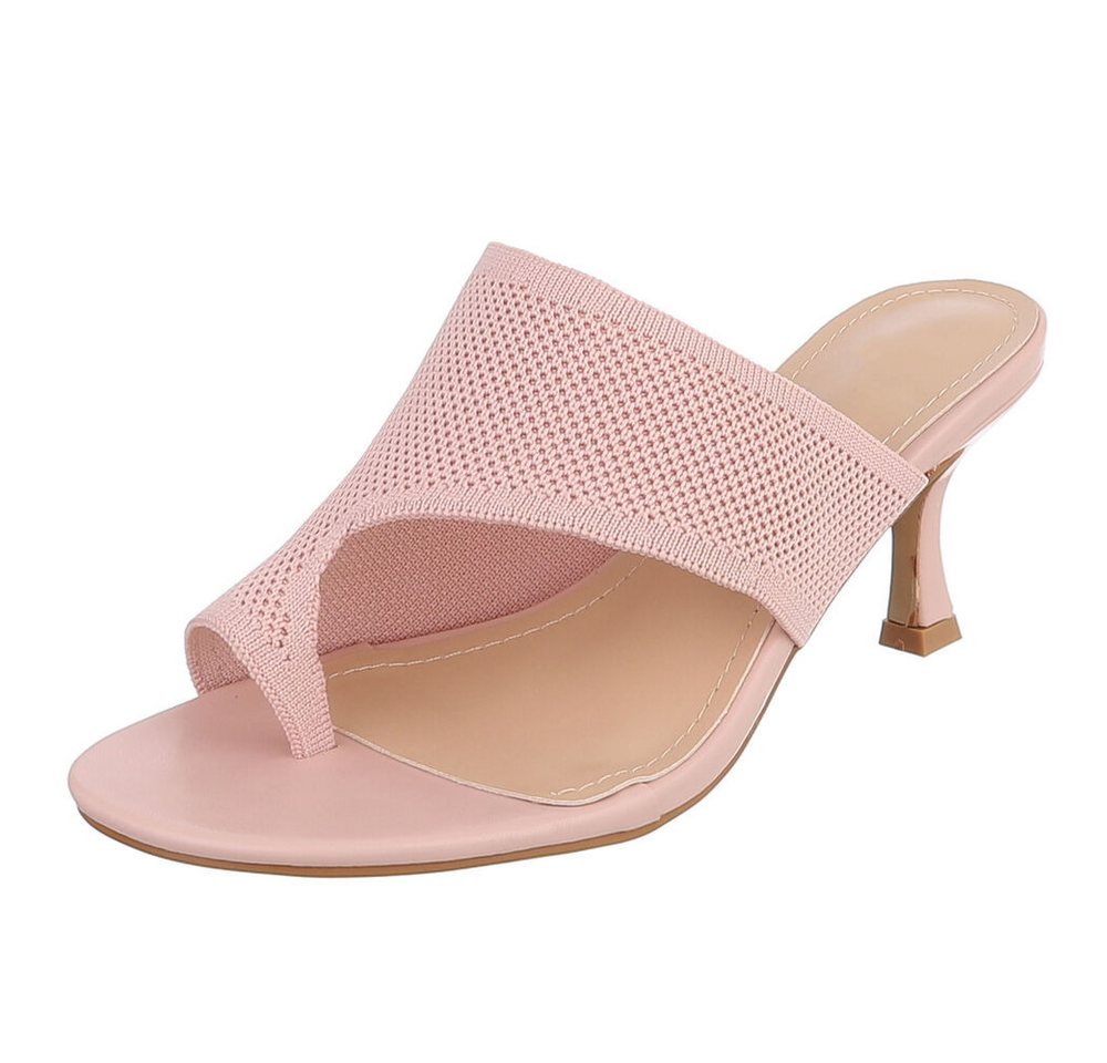 Ital-Design Damen Mule mit Absatz und offenem Design Zehentrenner (91895911) Pfennig-/Stilettoabsatz Sandalen & Sandaletten in Altrosa