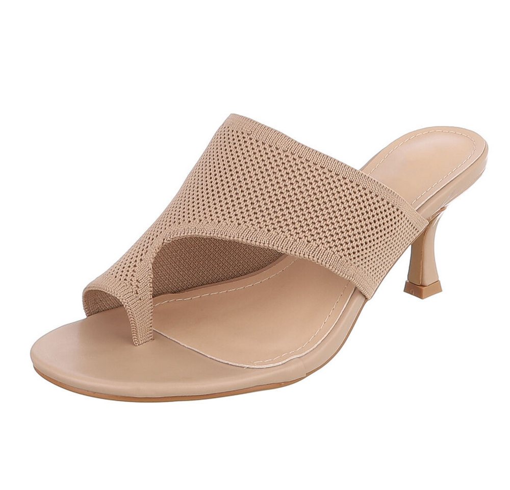 Ital-Design Damen Mule mit Absatz und offenem Design Zehentrenner (91895913) Pfennig-/Stilettoabsatz Sandalen & Sandaletten in Hellbraun