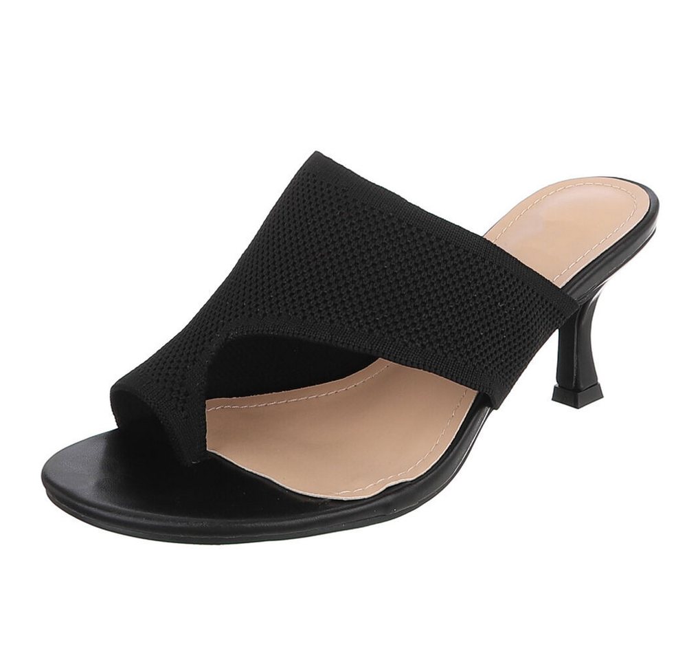 Ital-Design Damen Mule mit Absatz und offenem Design Zehentrenner (91895927) Pfennig-/Stilettoabsatz Sandalen & Sandaletten in Schwarz