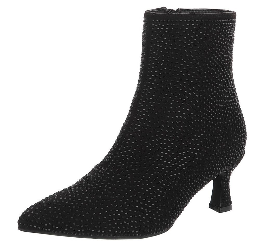Ital-Design Damen Mule Schlupfschuh mit Metallic-Detail Stiefelette (91742544) Pfennig-/Stilettoabsatz Stiefeletten in Schwarz