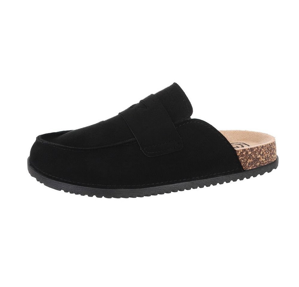 Ital-Design Damen Mules Freizeit Pantolette (85697952) Flach Pantoletten in Schwarz
