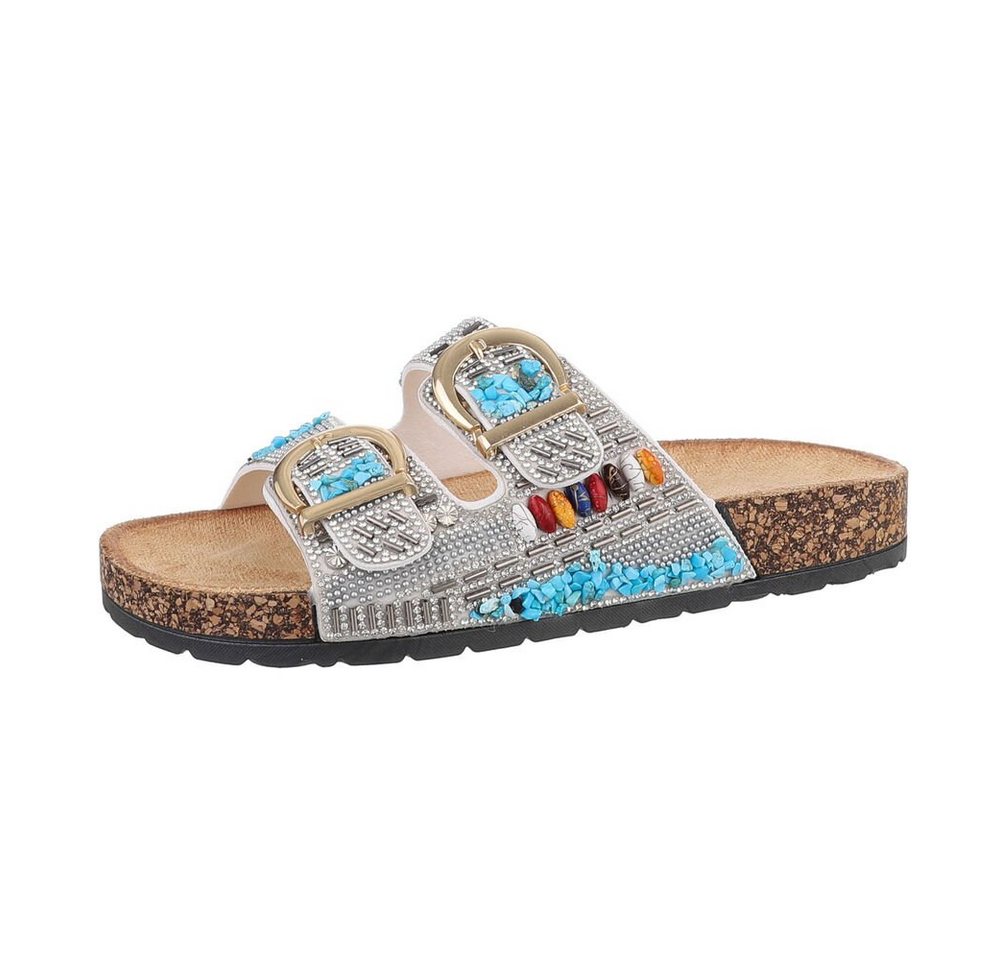 Ital-Design Damen Mules Freizeit Pantolette (85698224) Flach Pantoletten in Weiß