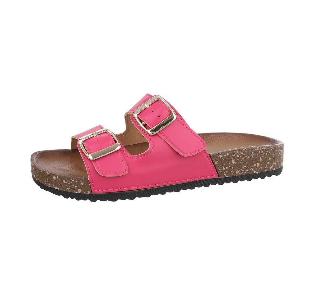 Ital-Design Damen Mules Freizeit Pantolette (85744236) Flach Pantoletten in Pink