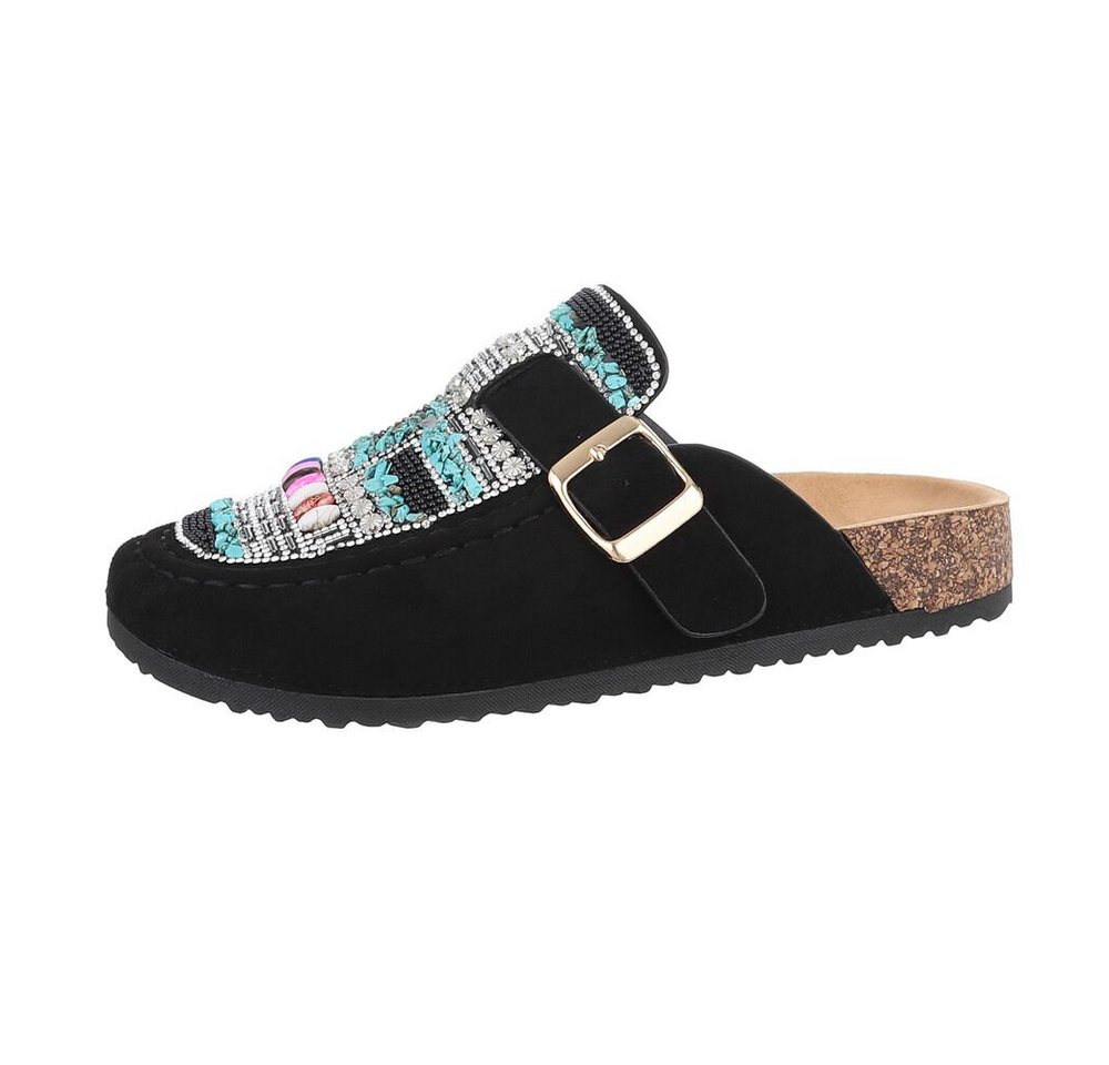 Ital-Design Damen Mules Freizeit Pantolette (85878275) Flach Pantoletten in Schwarz