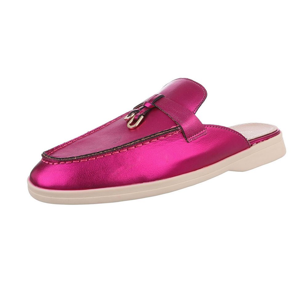 Ital-Design Damen Mules Freizeit Pantolette (86192508) Blockabsatz Pantoletten in Pink
