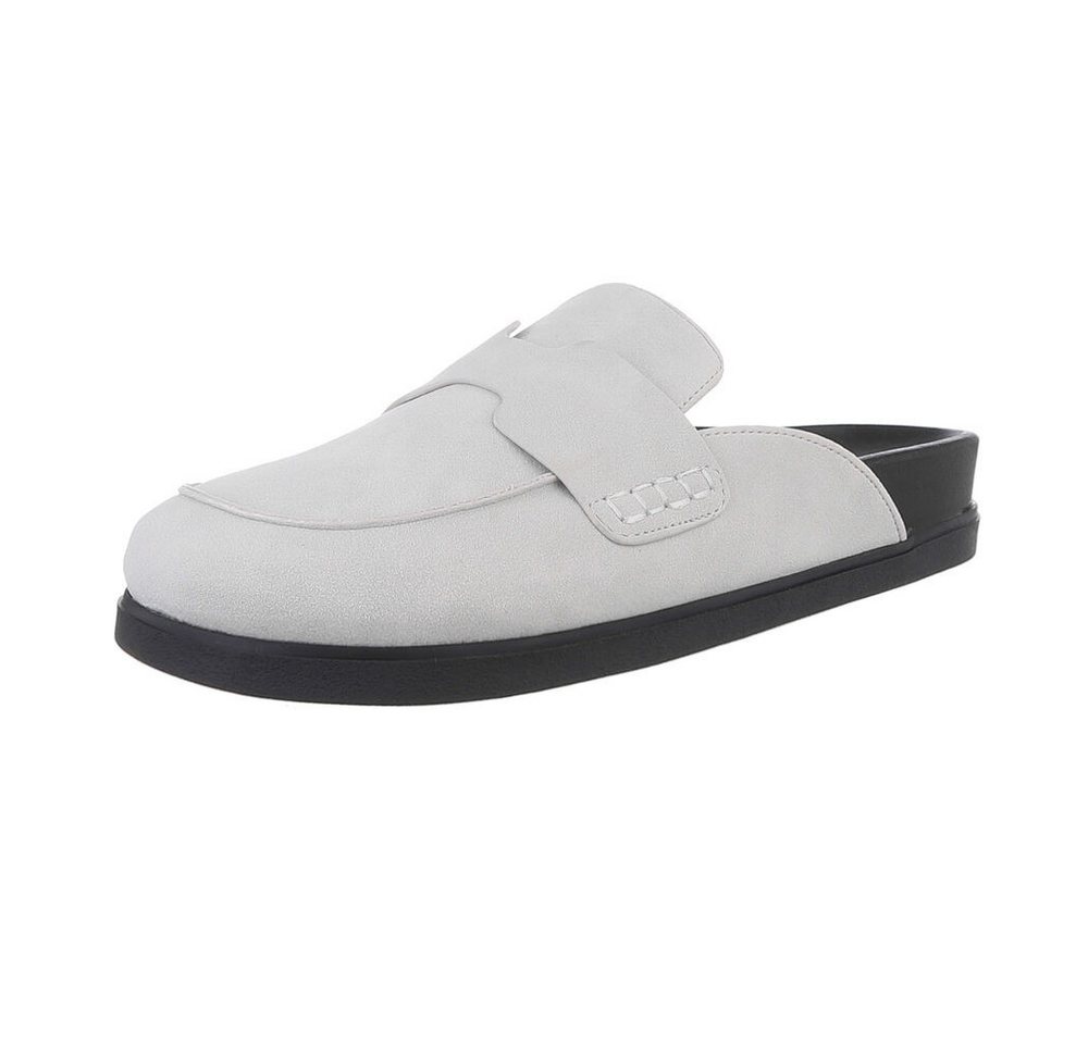 Ital-Design Damen Mules Freizeit Pantolette (86192638) Flach Pantoletten in Grau