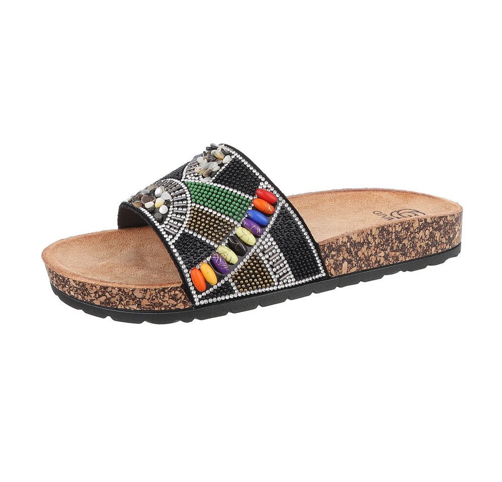 Ital-Design Damen Mules Freizeit Pantolette (86706242) Flach Pantoletten in Schwarz