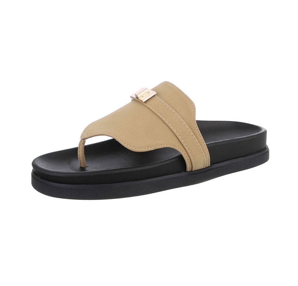 Ital-Design Damen Mules Freizeit Pantolette (86706359) Flach Pantoletten in Hellbraun