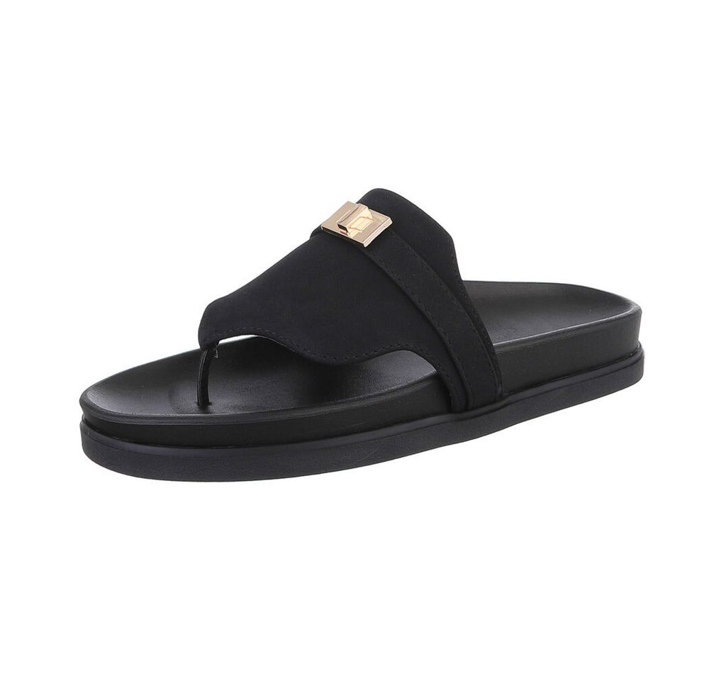 Ital-Design Damen Mules Freizeit Pantolette (86706368) Flach Pantoletten in Schwarz