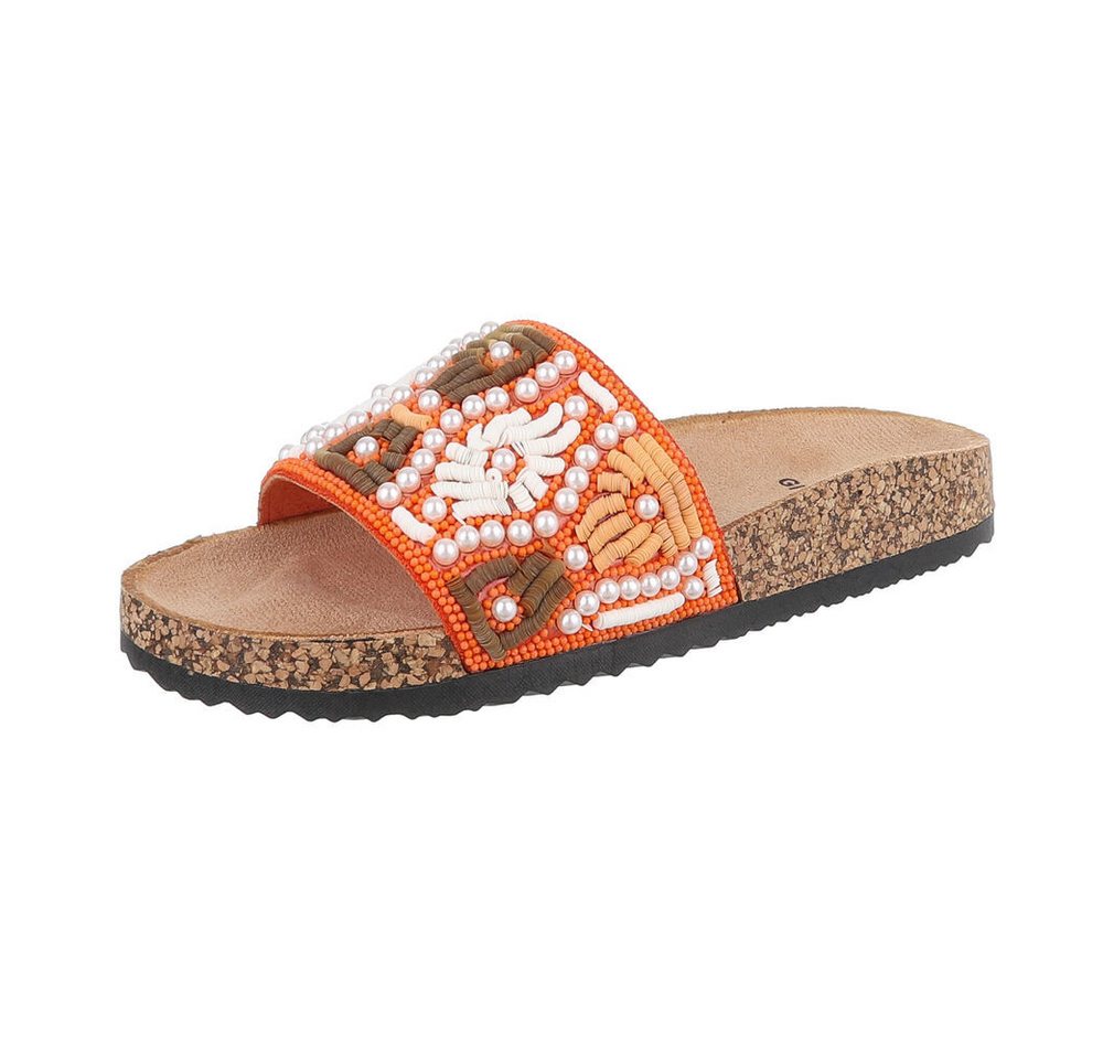 Ital-Design Damen Mules Freizeit Pantolette (86706644) Flach Pantoletten in Orange