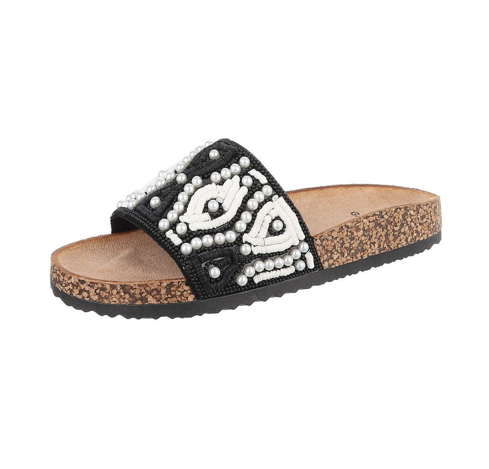 Ital-Design Damen Mules Freizeit Pantolette (86706660) Flach Pantoletten in Schwarz