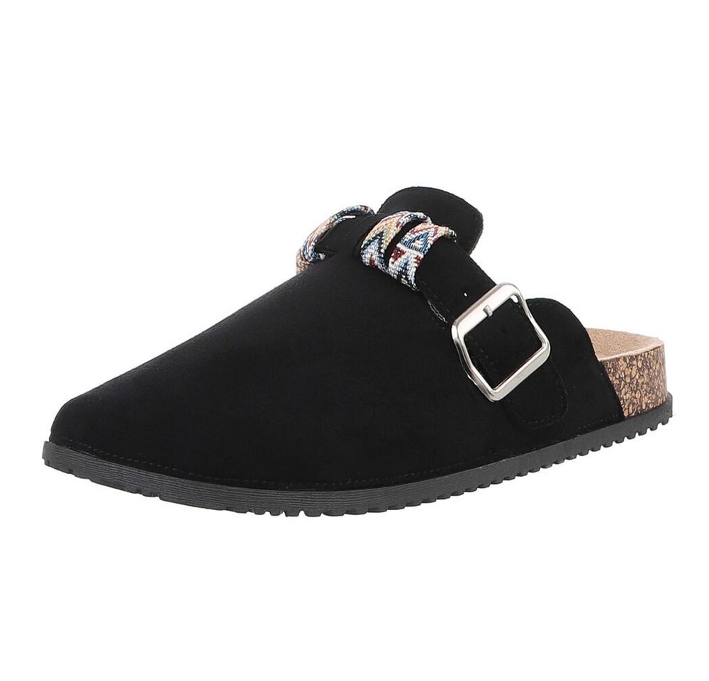 Ital-Design Damen Mules Freizeit Pantolette (88828359) Flach Pantoletten in Schwarz