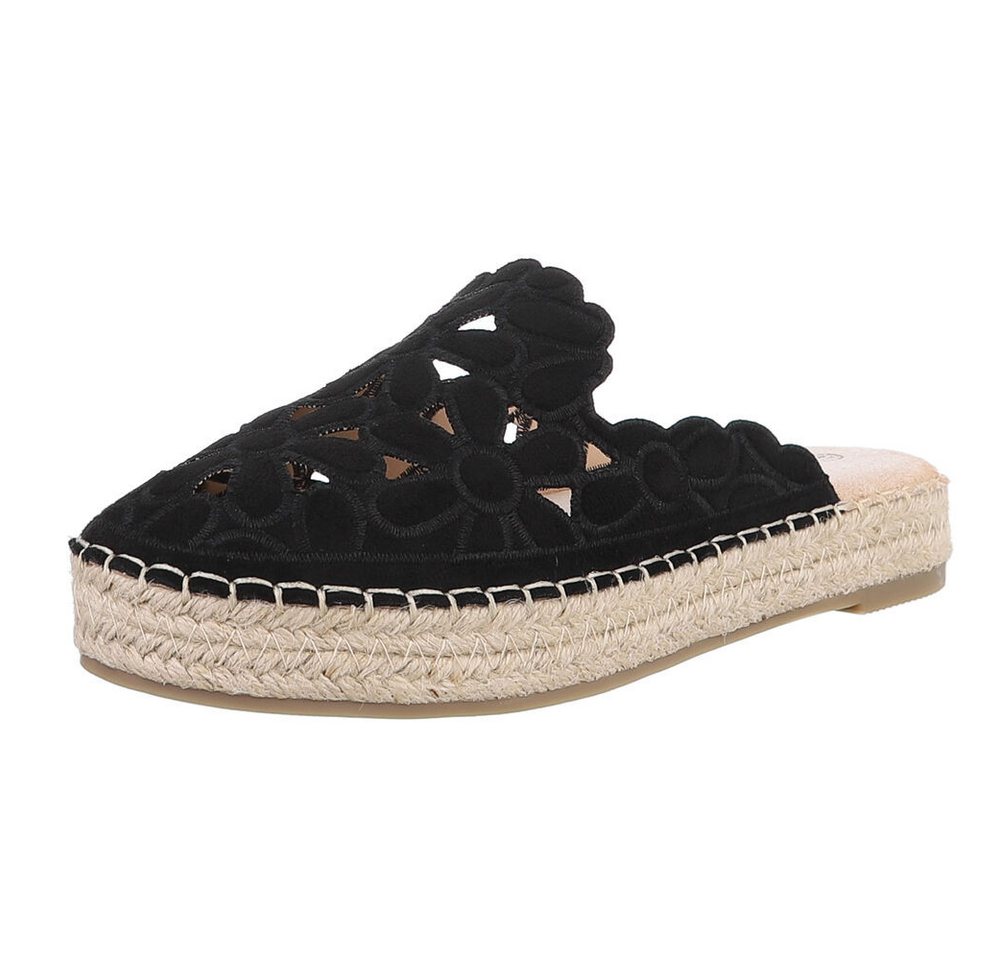 Ital-Design Damen Mules Freizeit Pantolette (88930290) Flach Pantoletten in Schwarz
