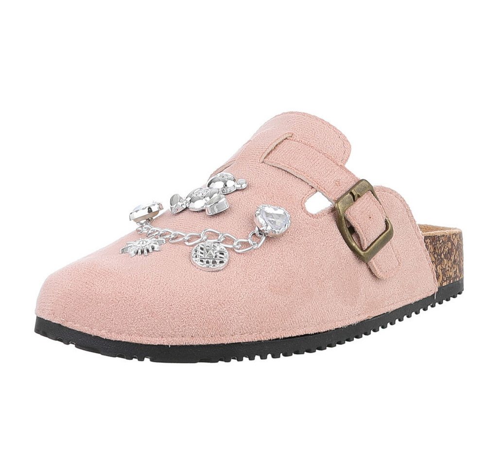 Ital-Design Damen Mules Freizeit Pantolette (88930419) Flach Pantoletten in Altrosa
