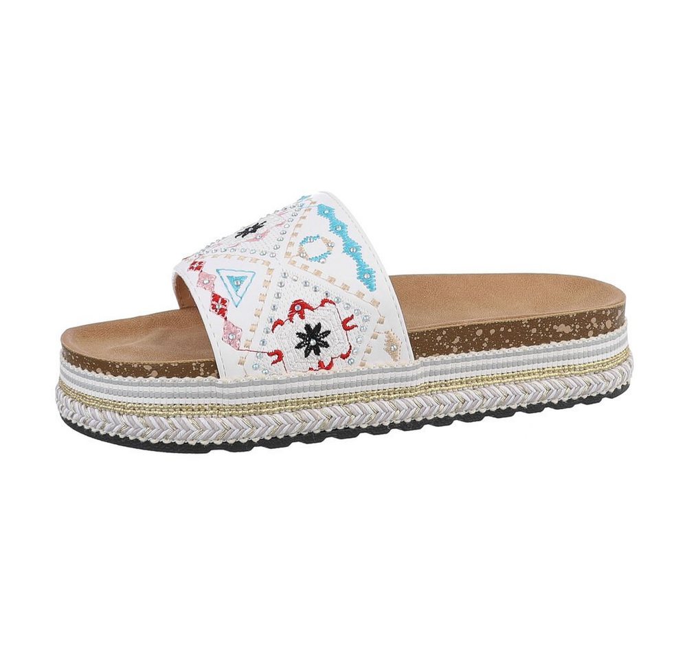 Ital-Design Damen Mules Freizeit Plateausandaletten (85698075) Flach Pantoletten in Weiß
