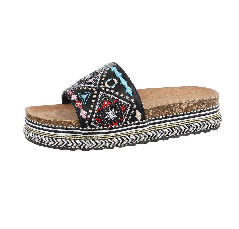 Ital-Design Damen Mules Freizeit Plateausandaletten (85698108) Flach Pantoletten in Schwarz