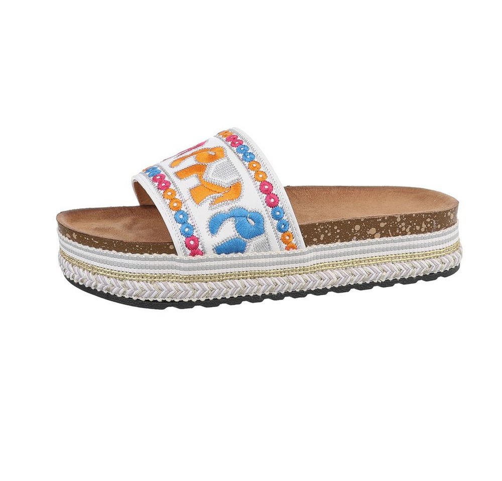 Ital-Design Damen Mules Freizeit Plateausandaletten (85698165) Flach Pantoletten in Weiß