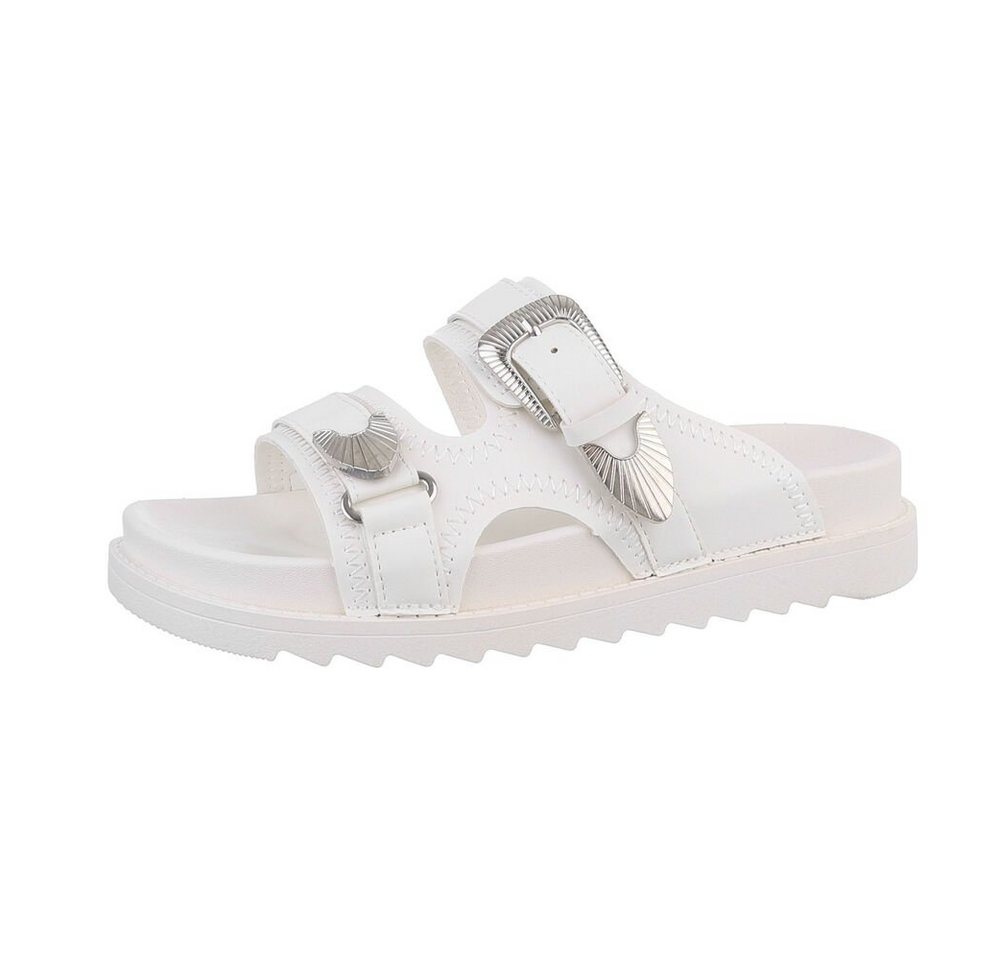 Ital-Design Damen Mules Freizeit Plateausandaletten (85698182) Flach Pantoletten in Weiß