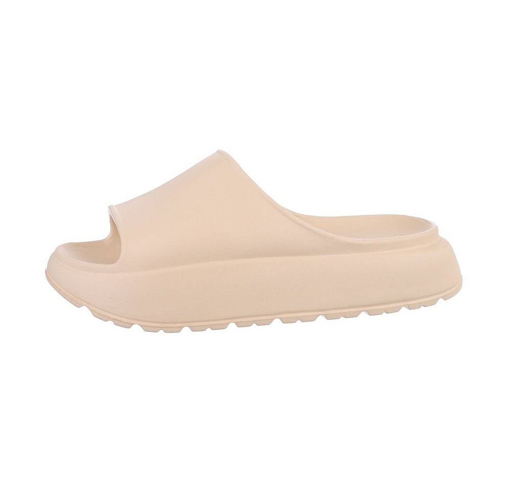 Ital-Design Damen Mules Freizeit Plateausandaletten (85878246) Flach Pantoletten in Beige