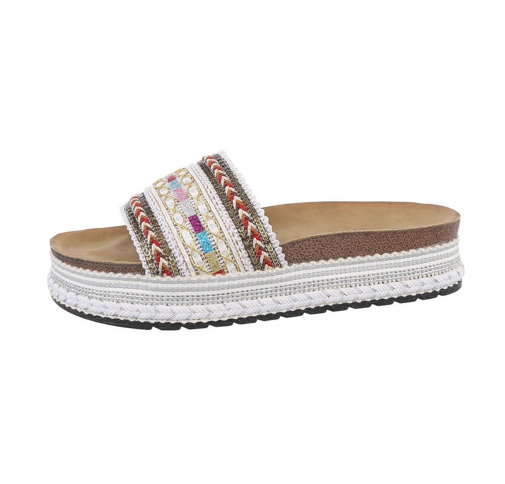 Ital-Design Damen Mules Freizeit Plateausandaletten (85960222) Flach Pantoletten in Weiß
