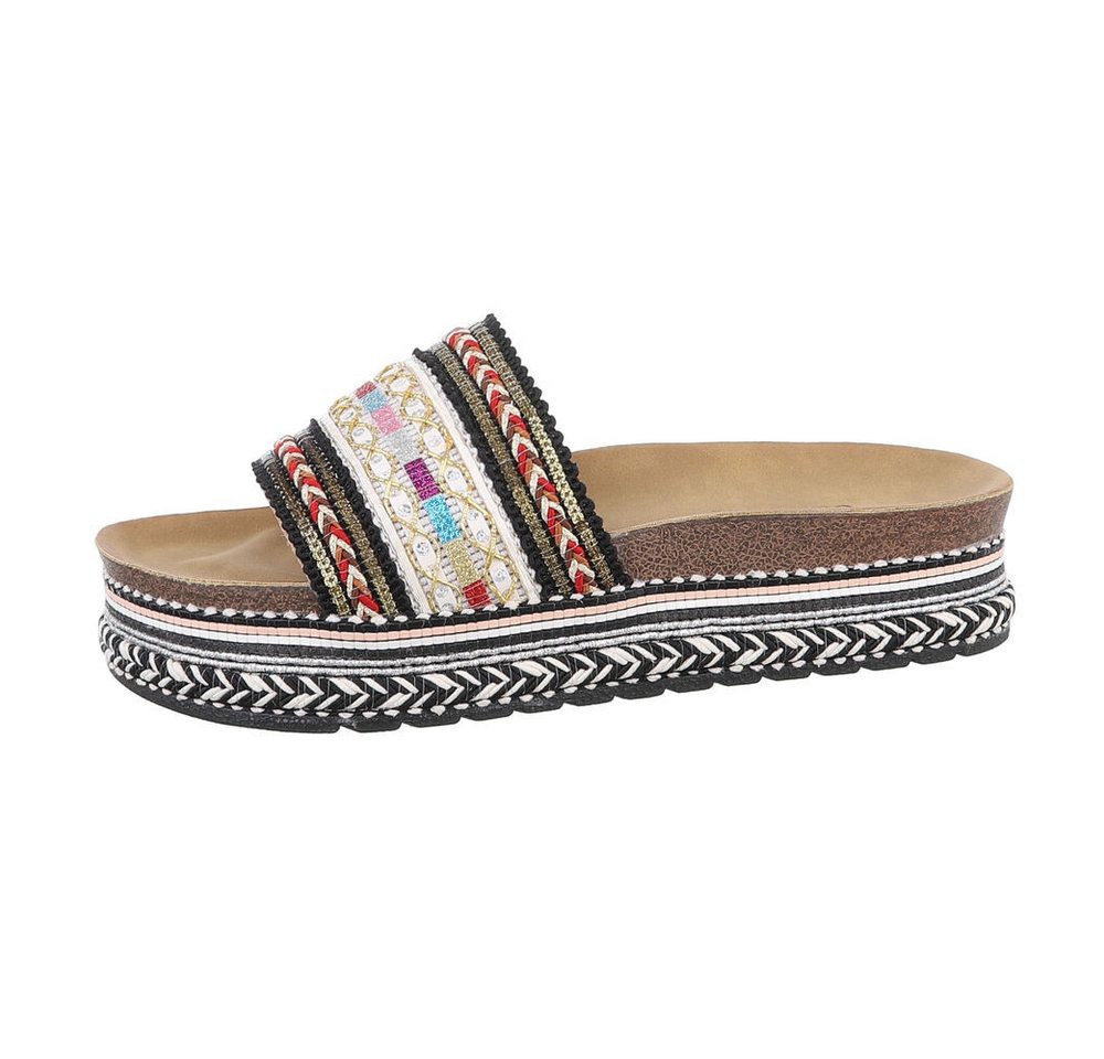 Ital-Design Damen Mules Freizeit Plateausandaletten (85960240) Flach Pantoletten in Schwarz