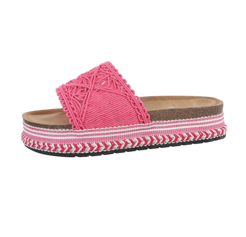 Ital-Design Damen Mules Freizeit Plateausandaletten (85960467) Flach Pantoletten in Pink