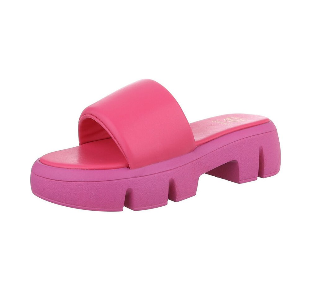 Ital-Design Damen Mules Freizeit Plateausandaletten (86526837) Blockabsatz Sandalen & Sandaletten in Pink