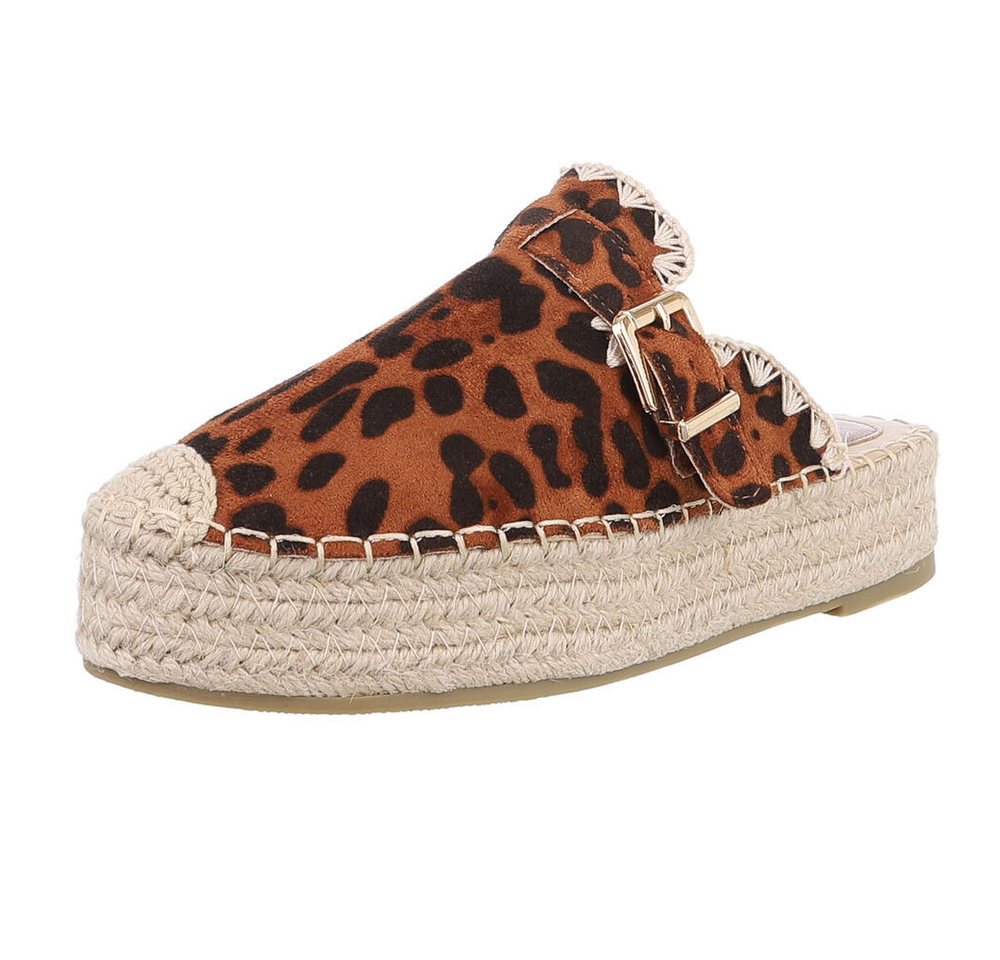 Ital-Design Damen Mules Freizeit Plateausandaletten (88930242) Flach Pantoletten in Braun