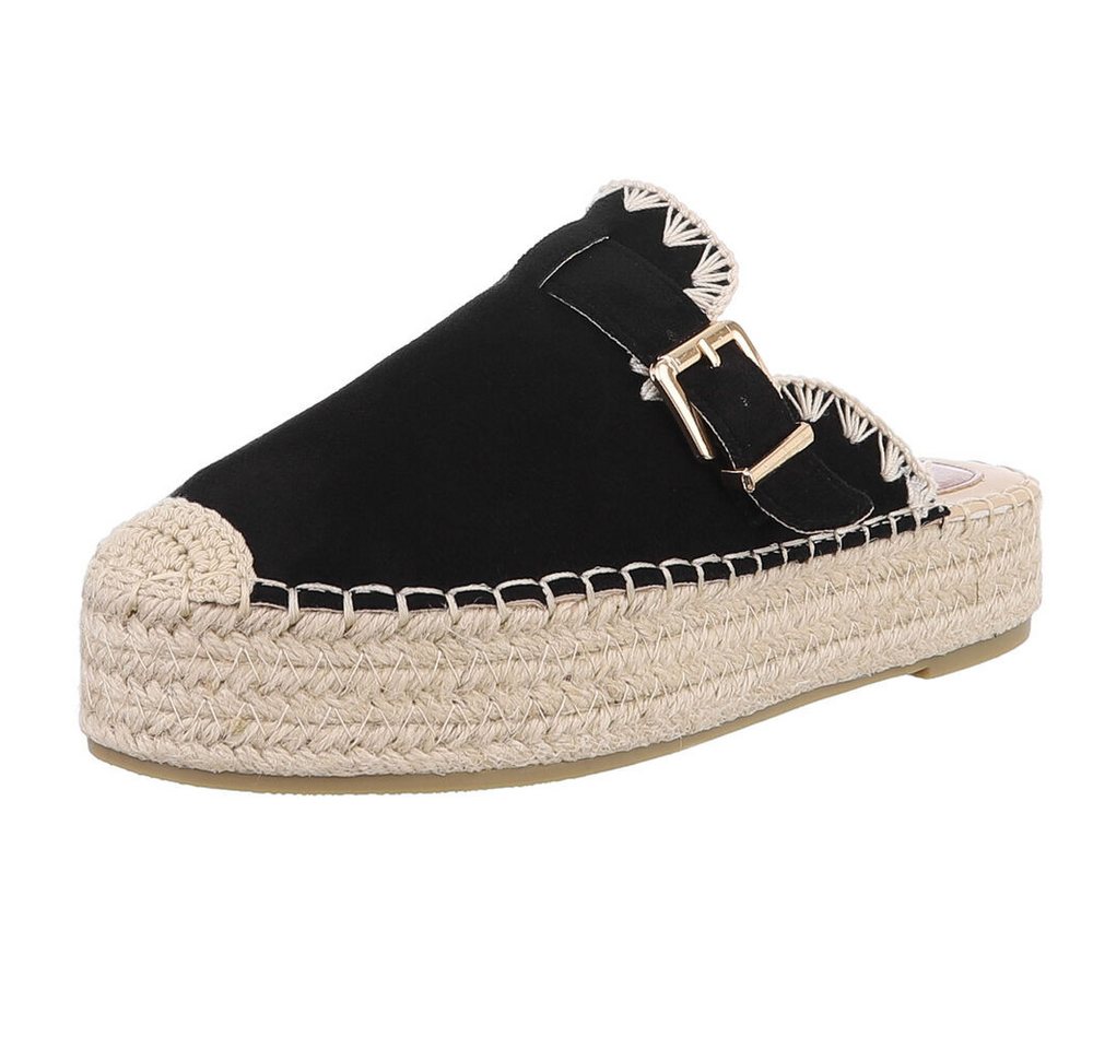 Ital-Design Damen Mules Freizeit Plateausandaletten (88930255) Flach Pantoletten in Schwarz