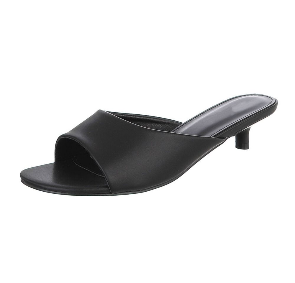 Ital-Design Damen Mules mit Blockabsatz und offener Spitze Pantolette (91849345) Pfennig-/Stilettoabsatz Pantoletten in Schwarz