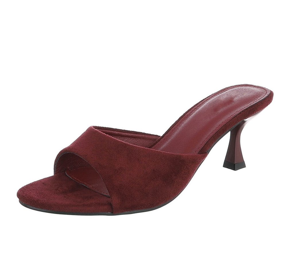 Ital-Design Damen Mules mit Blockabsatz und offener Spitze Pantolette (91742558) Pfennig-/Stilettoabsatz Sandalen & Sandaletten in Bordeaux