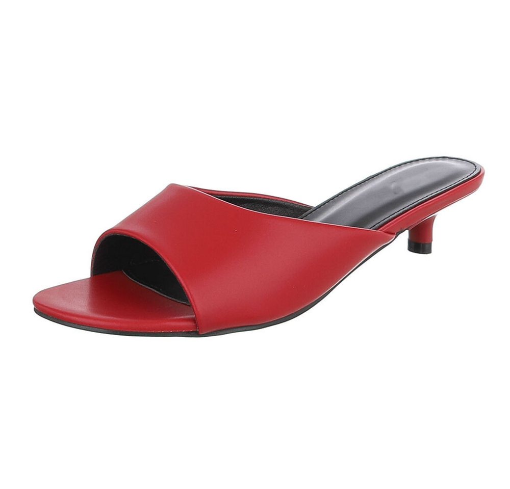 Ital-Design Damen Mules mit Blockabsatz und offener Spitze Pantolette (91849337) Pfennig-/Stilettoabsatz Pantoletten in Rot