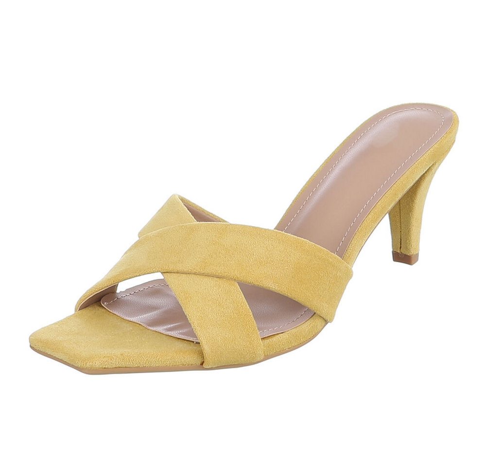 Ital-Design Damen Mules Pumps mit Stilettoabsatz und Riemen Pantolette (91895812) Pfennig-/Stilettoabsatz Sandalen & Sandaletten in Gelb