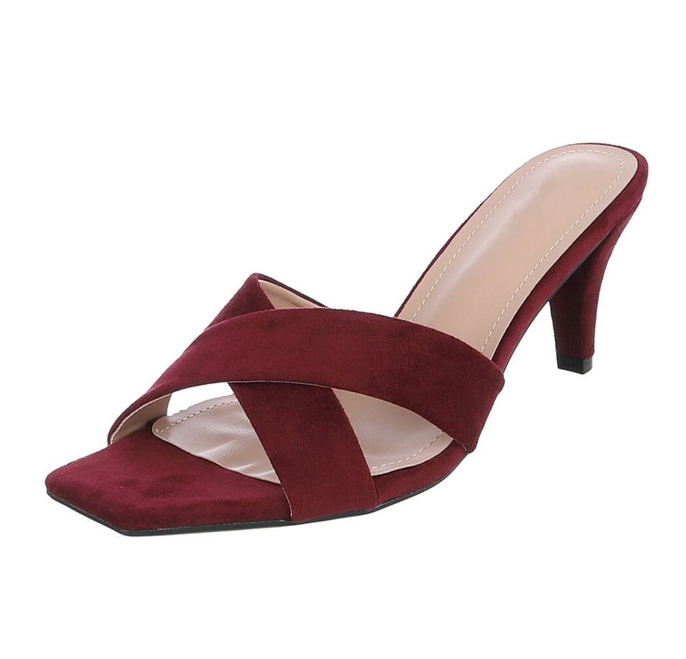 Ital-Design Damen Mules Pumps mit Stilettoabsatz und Riemen Pantolette (91895817) Pfennig-/Stilettoabsatz Sandalen & Sandaletten in Weinrot