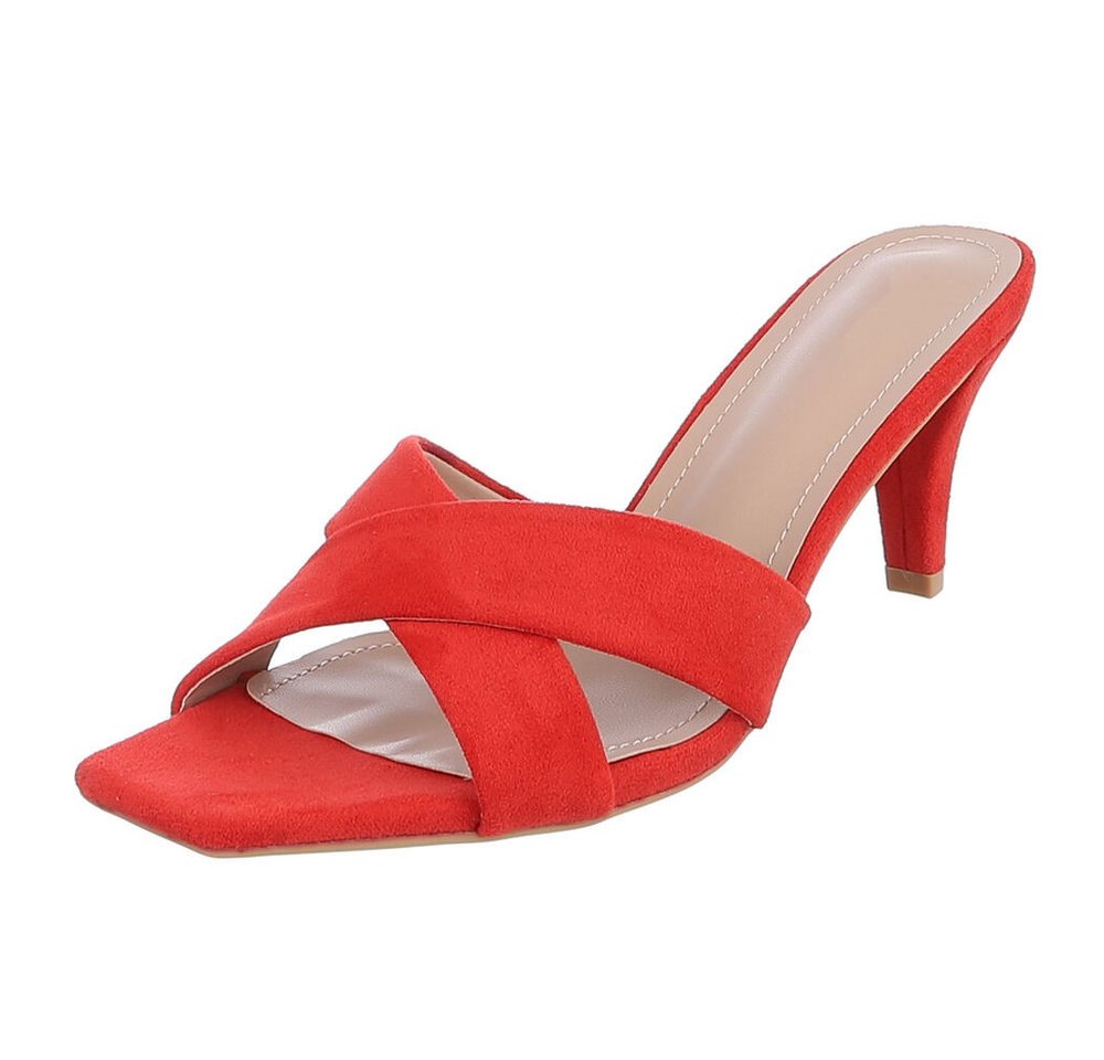 Ital-Design Damen Mules Pumps mit Stilettoabsatz und Riemen Pantolette (91895826) Pfennig-/Stilettoabsatz Sandalen & Sandaletten in Rot