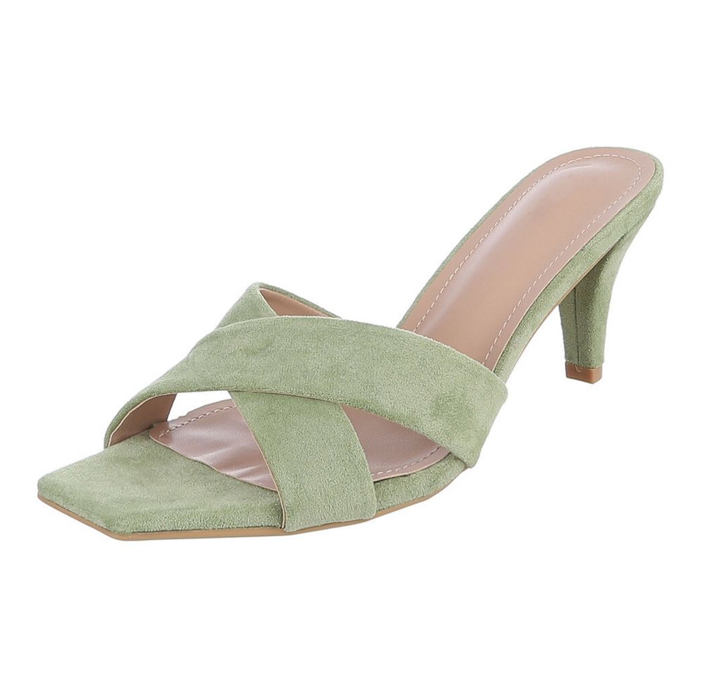 Ital-Design Damen Mules Pumps mit Stilettoabsatz und Riemen Pantolette (91895837) Pfennig-/Stilettoabsatz Sandalen & Sandaletten in Hellgrün