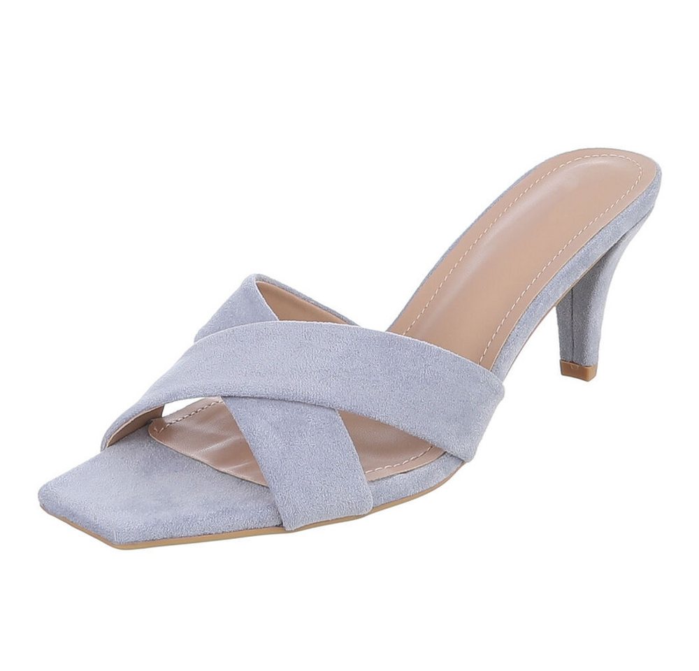Ital-Design Damen Mules Pumps mit Stilettoabsatz und Riemen Pantolette (91895852) Pfennig-/Stilettoabsatz Sandalen & Sandaletten in Hellblau