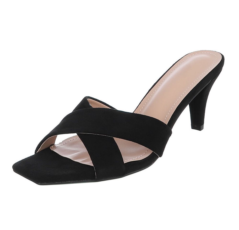 Ital-Design Damen Mules Pumps mit Stilettoabsatz und Riemen Pantolette (91895858) Pfennig-/Stilettoabsatz Sandalen & Sandaletten in Schwarz