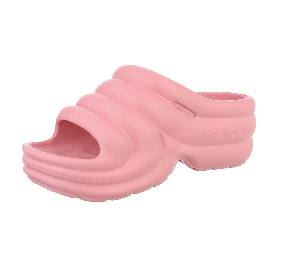 Ital-Design Damen Mules Strand Plateausandaletten (86192859) Keilabsatz/Wedge Keilsandaletten in Rosa
