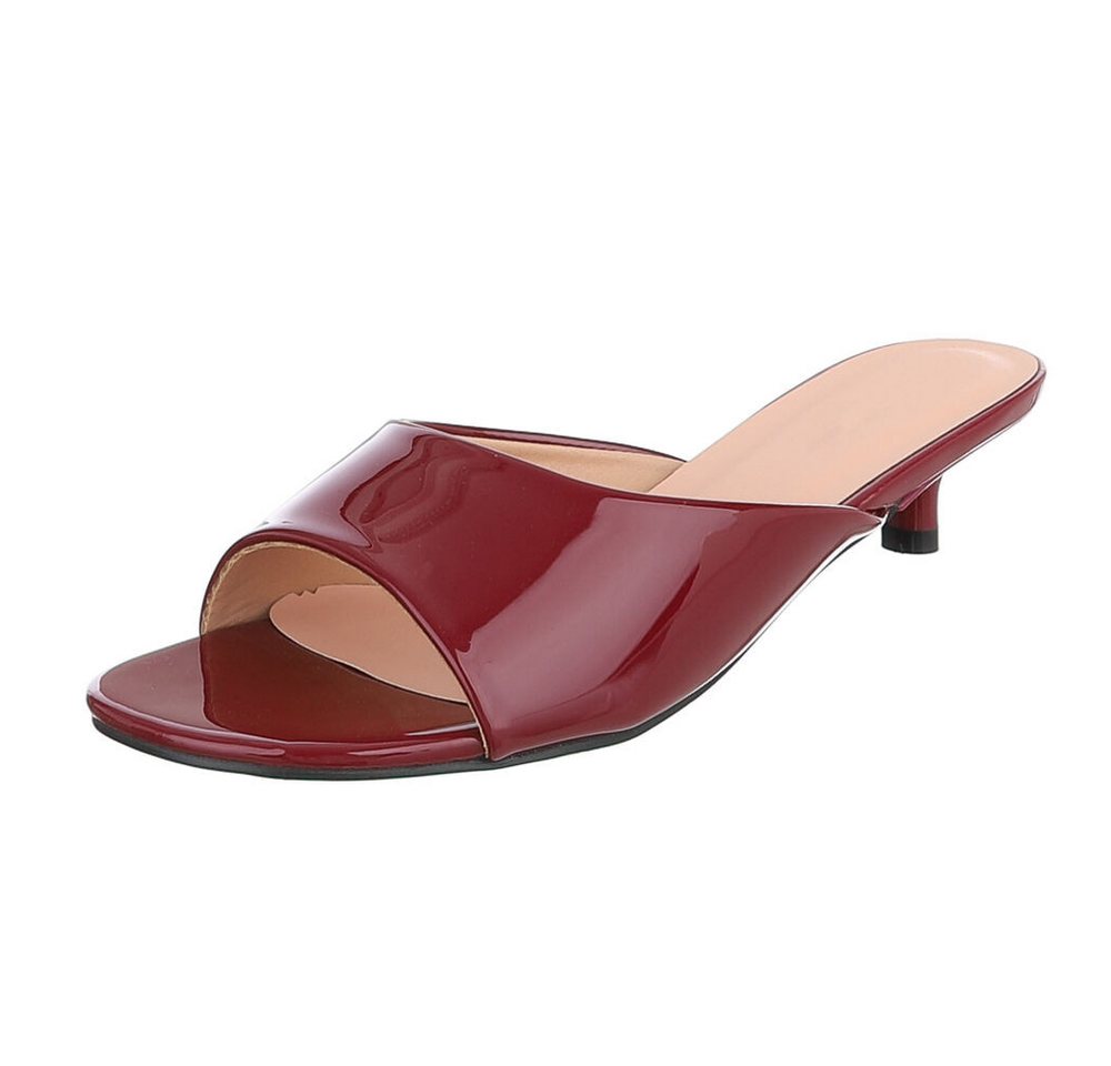 Ital-Design Damen Pantolette mit Kitten Heel und offenem Design Pantolette (91895713) Pfennig-/Stilettoabsatz Pantoletten in Bordeaux