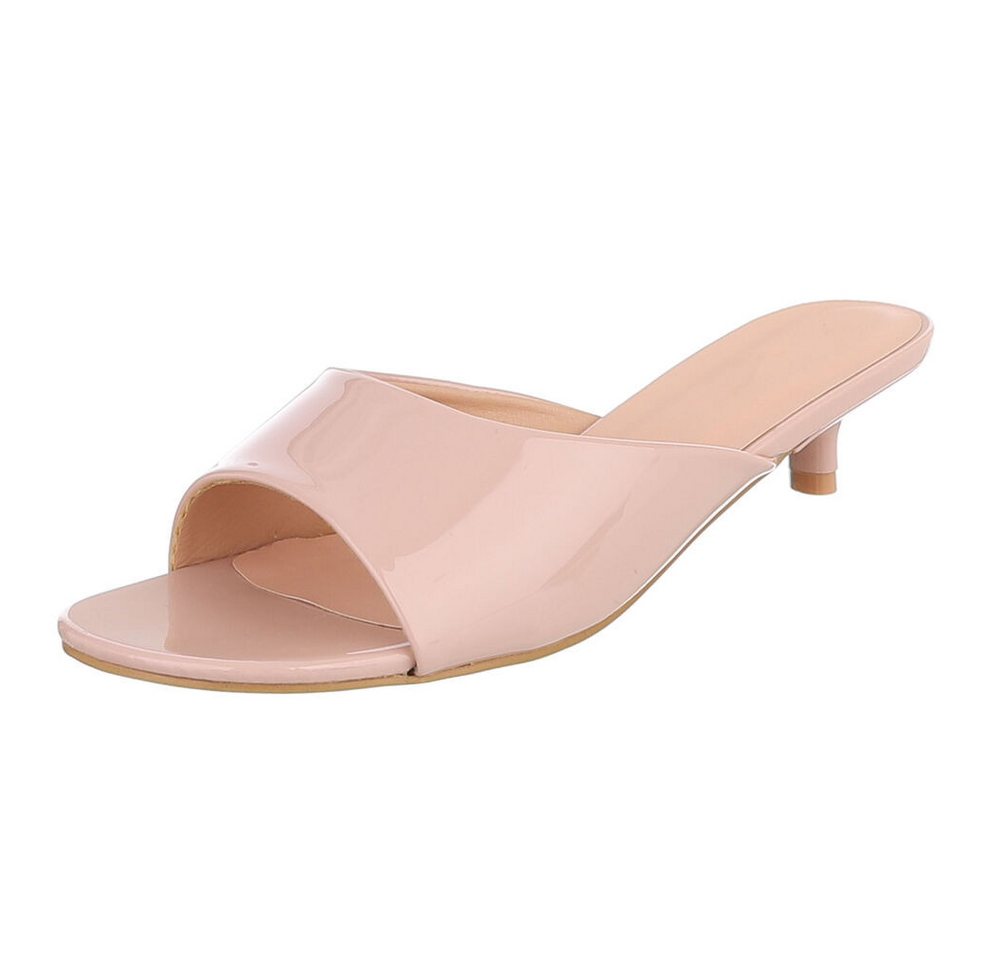 Ital-Design Damen Pantolette mit Kitten Heel und offenem Design Pantolette (91895725) Pfennig-/Stilettoabsatz Pantoletten in Altrosa