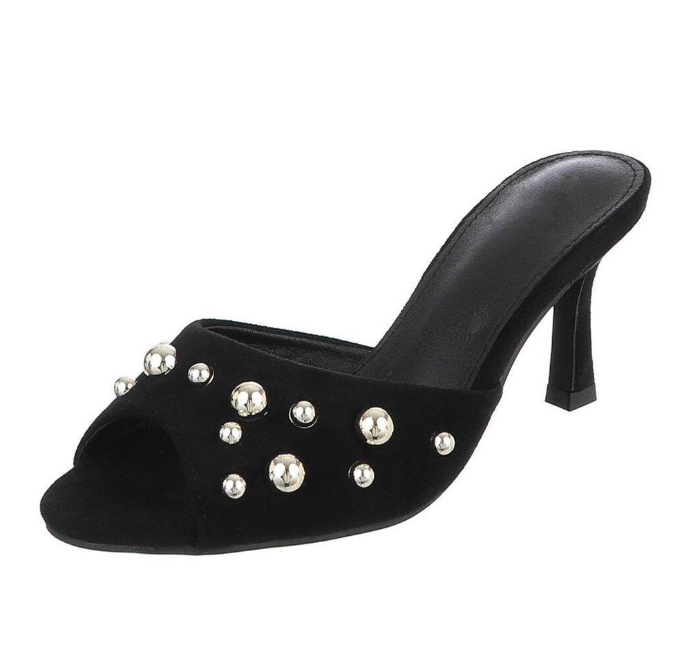 Ital-Design Damen Pantoletten Pumps mit Nieten und Stilettoabsatz Pantolette (91742669) Pfennig-/Stilettoabsatz Sandalen & Sandaletten in Schwarz