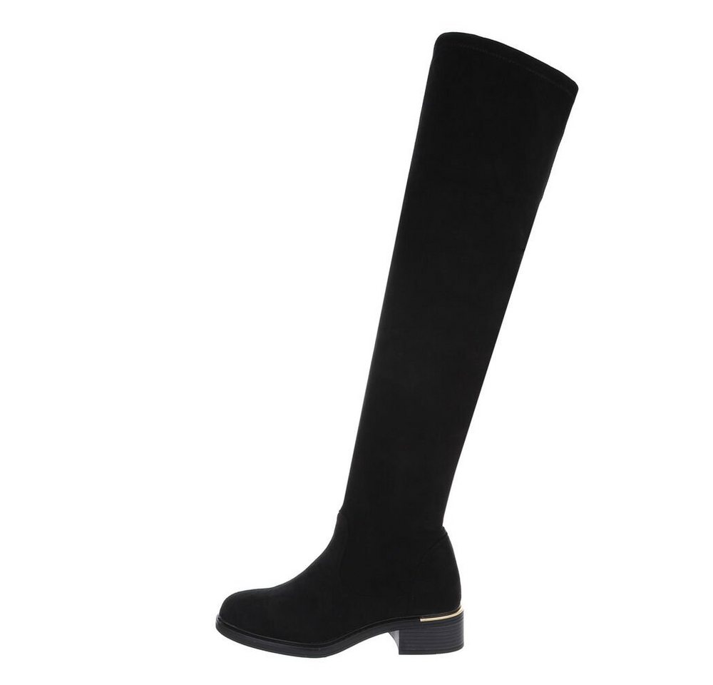 Ital-Design Damen Party & Clubwear Overkneestiefel (84463169) Blockabsatz Overknees in Schwarz