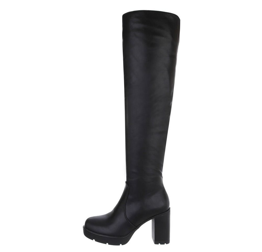 Ital-Design Damen Party & Clubwear Overkneestiefel (85080856) Blockabsatz High-Heel Stiefel in Schwarz
