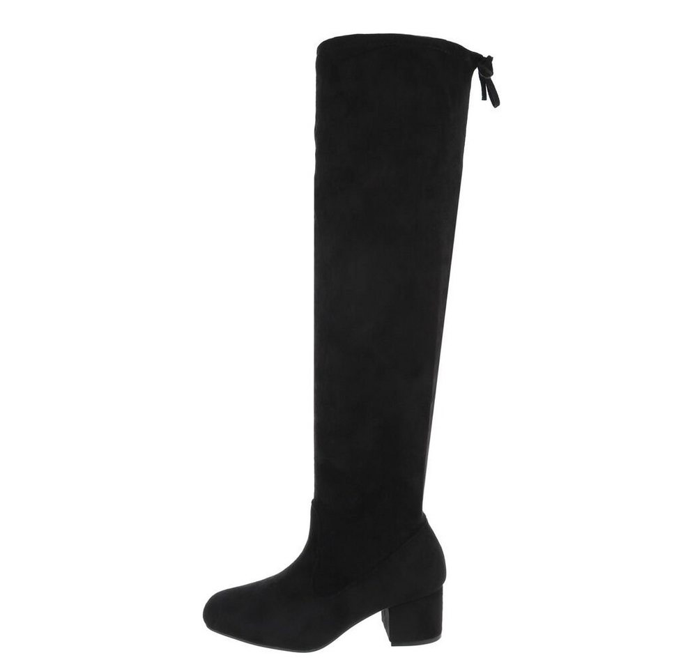 Ital-Design Damen Party & Clubwear Overkneestiefel (85255616) Blockabsatz Overknees in Schwarz