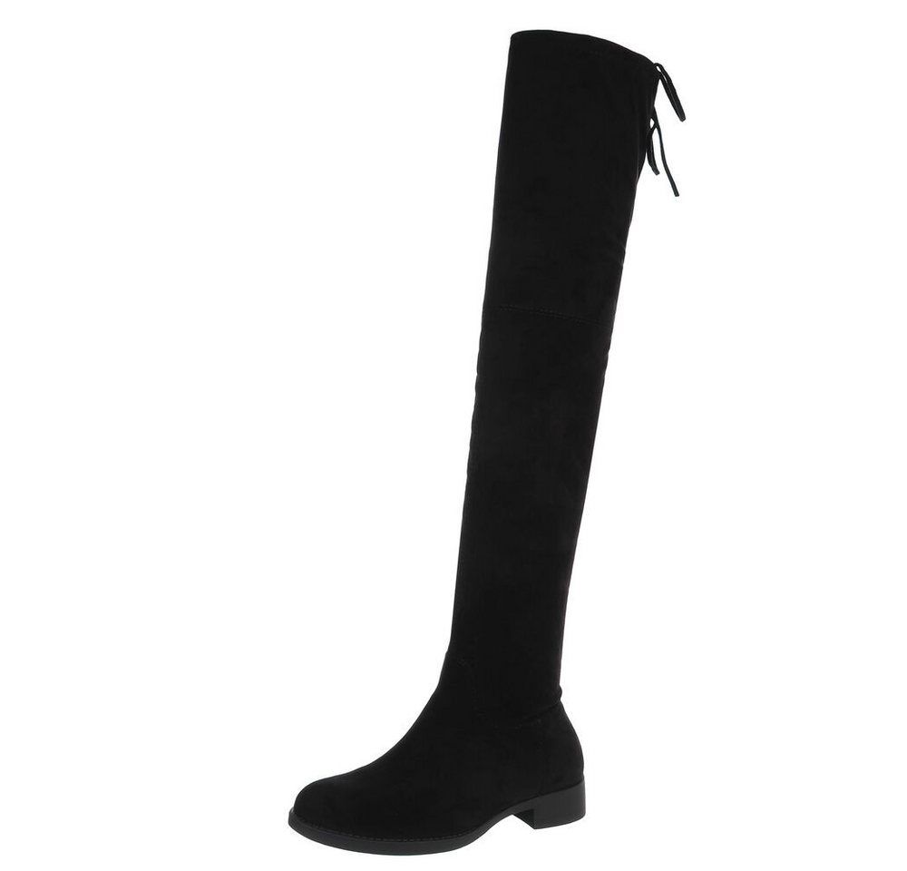 Ital-Design Damen Party & Clubwear Stiefel (88577590) Blockabsatz Overknees in Schwarz